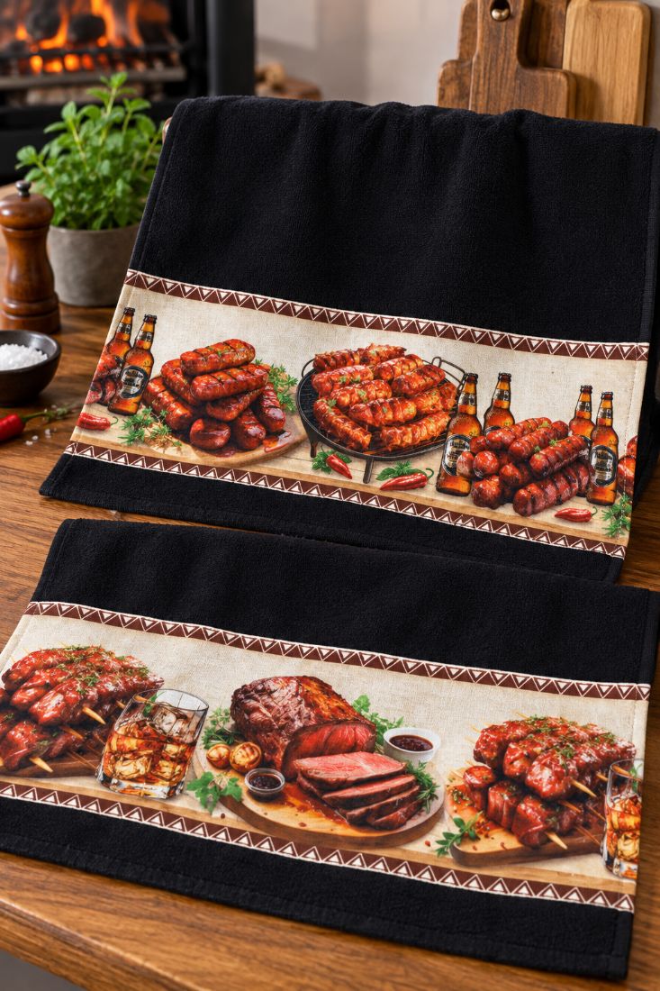 Pano de prato Churrasco · 2 panos · 100% algodão