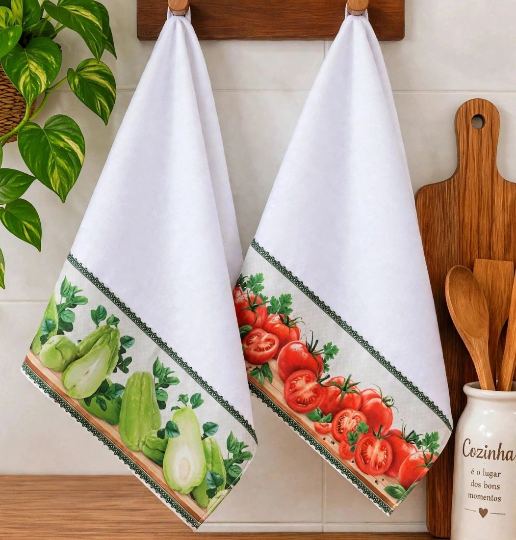 Pano de prato LEGUMES · 2 panos · 100% algodão