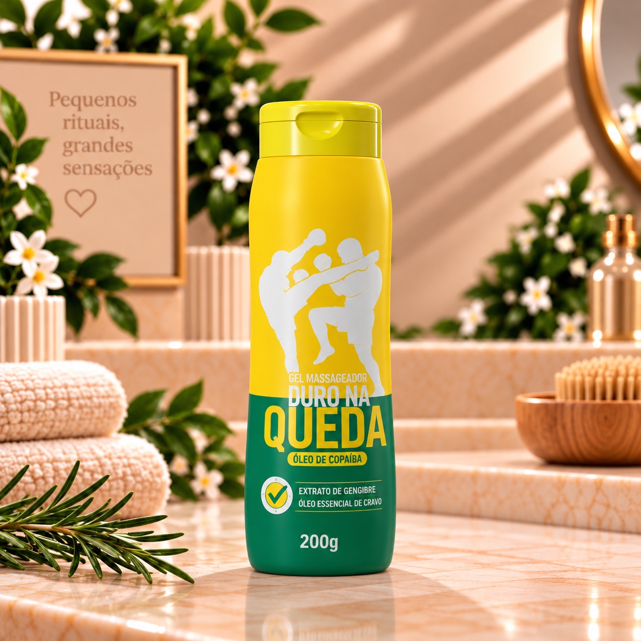 Facial cleansing gel bottle on pale sage paper, soft top light, small water droplets on the surface, square, fresh minim