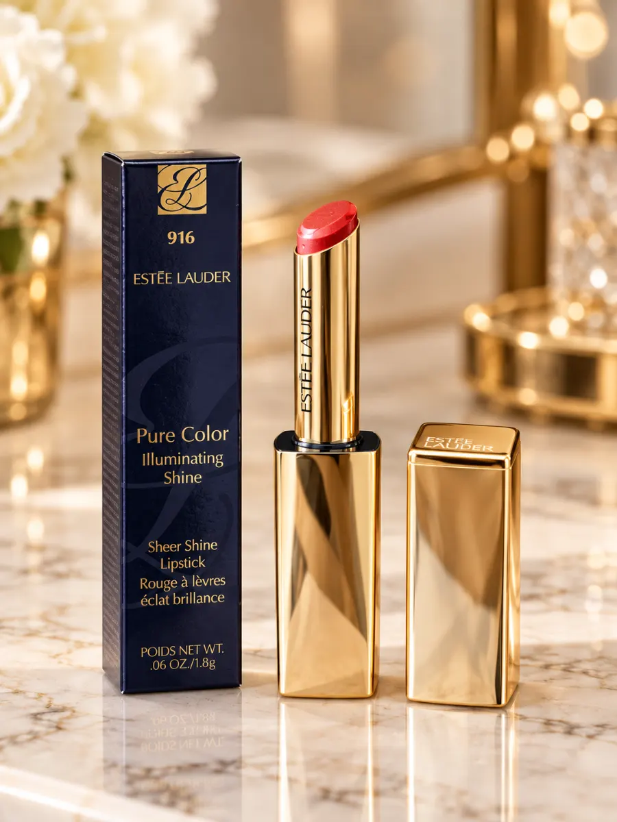 Estee Lauder, Pure Color Illuminating, Cream Lipstick, 916, Party, 1.8 g
