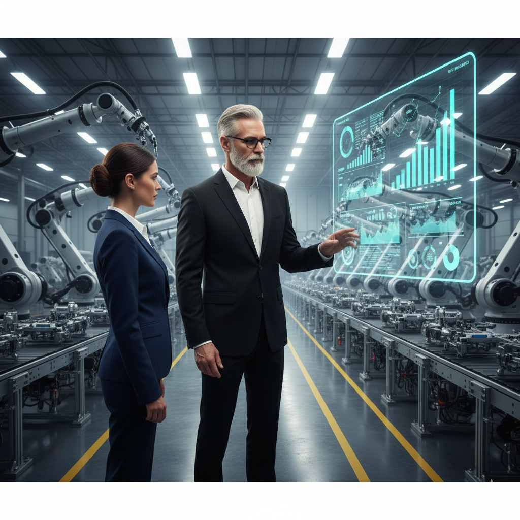 Liderazgo ejecutivo empresarial con apoyo de inteligencia artificial