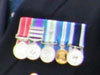 British Empire Medal.
General Service Medal with three clasps.
South Atlantic Medal with rosette.
Unknown.
Naval Long Service and good conduct.