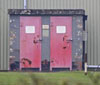 RAF Weston-on-the-Green's Pyro store with its steel doors on.