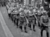 German military
band marching up the Lower Pollet,
St. Peter Port