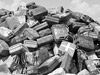 Piles of Jerry cans.