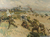 1st Battalion the Royal Hampshire Regiment landing on D-Day. A painting.