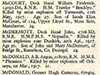 Graves Register page from a book at Plymouth, England.