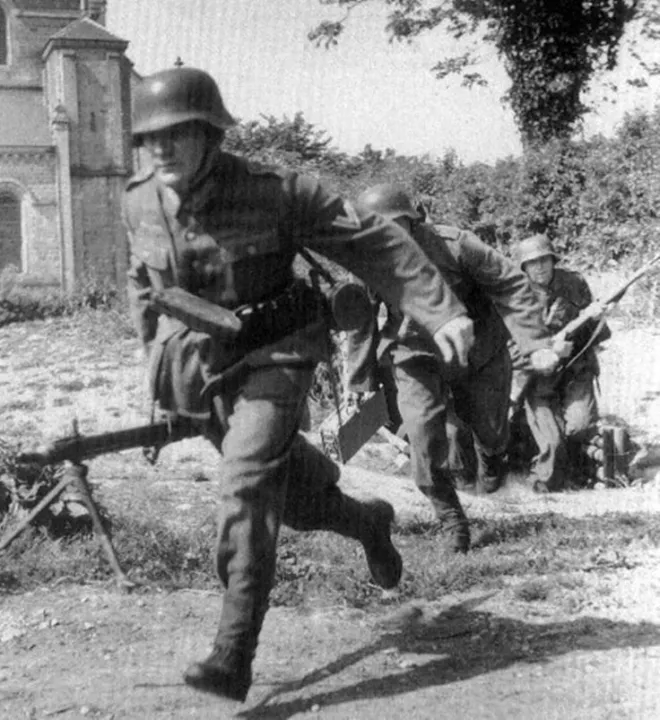 A Canadian and British up gunned Sherman tank troop consisting of three 75mm and one 17pdr Sherman.