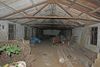 Inside a hut.