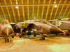 Tornados inside an L type hangar.