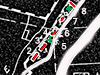1 - off plan Picket Post.
    2 - Guard Post.
    3 - Locker & Drying Room.
    4 - Latrine.
    5 - M&E Plinth.
    7 - Sub Station.
    8 - AMWD Stores. Also two air-raid blast shelters (green).