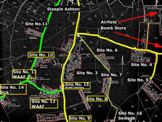 RAF Keevil, Wiltshire. Dispersed Sites Site No's. 8/9/10/12/13/14 & 15.