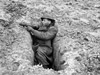 In a trench.