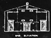 Front elevation showing the end where the cinema projection room is.