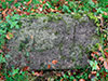 A concrete cover with TOP scratched into the concrete.