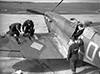 Early Spitfire around the Battle of Britain time with a yellow diamond. If the diamond comes into contact with poisonous gas it changes colour.