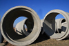 Concrete drain pipes.
