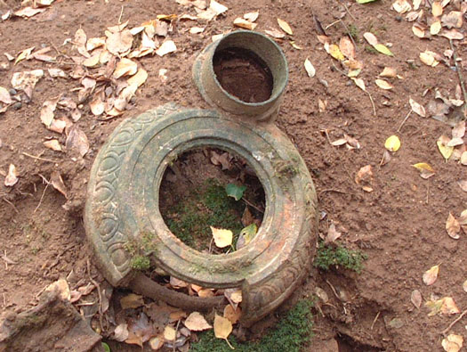 Top of a pot bellied stove.