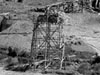 The tower made of wood was built for a water tower for the construction and could also be used as a makeshift fire control post.