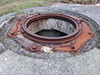 The turret ring that would have been bolted down by the seven treads set into the ringstand.