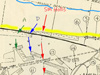 Plan.
Blue line - Low tide.
Yellow Line - Beach.