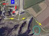 Now following the yellow arrows. Blue circle is the site of this French batterie.