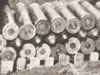 Shell cases stacked up.