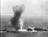 Convoy being attacked by heavy batteries in the Dover Straits.