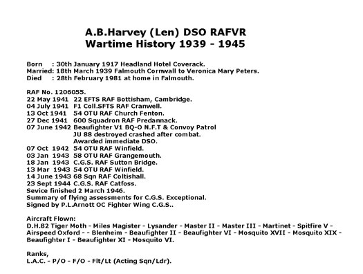 P/O Albert B. Harvey D.S.O. RAFVR & F/O  
  Bernard Wicksteed D.F.C.