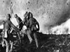 The German attacking