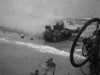 Tank on fire on Gold Beach.
