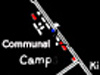 Plan of the communal camp, in red the buildings extant.