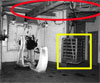 These are picture from the Maginot Line in the Lorraine area of France. The red circle is the aerial railway and the yellow square the ammunition carrying cage.