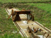 Door bogies on an airship station in Normandy.