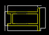 Plan view of an 2337/41 ops block.  A building where planning for operations would have taken place. It was semi armoured, in that it was built with a steel reinforced concrete roof. Yellow the passageway all the way around.