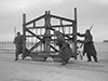 Another way of blocking the road was to use a Belgian gate. It could link into the fittings on the concrete posts.