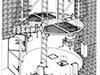 20P7 six embrasured turret below with a door entrance and a false floor and ladders to the turret.
