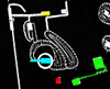 Plan of Turm2.
    Green - M151 complex.
    Red - ammunition bunker.
    Blue - Turm2 gun position.
    Yellow - Offices.
