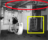 Overhead rail ammunition handling.