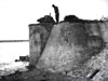 R35 turret being inspected by an American soldier.