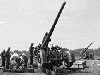 A 3.7 British battery with the guns lined up ready to fire.