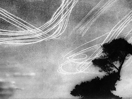 Air battles above.