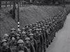 British infantry soldiers marching.