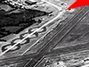 Red arrow is the control tower and the dispersals to the left