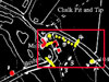 The red square is the defended area and the red dot the pill box.