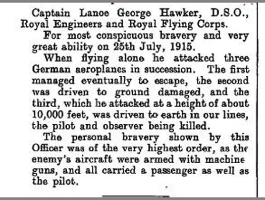 RFC/RAF WW1
  Lanoe George Hawker, VC, DSO.