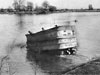 DD Sherman entering the water showing the floatation skirt erected.
