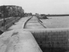 The German sea wall made of concrete and painted to look like bricks.