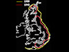 Radar coverage in the Battle of Britain.
    Red - 1939.
    Yellow - 1940.