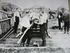 Loading a cannon.